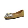 Weiwei Lady 5933-39 Zapatos Planos Cuadrados Poco Profundos con Pedrería para Mujer 2026 Nuevos Mocasines Vintage con Lazo