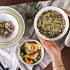 Cuenco de Arroz de Porcelana Ósea Jingdezhen, Modelo Nuevo para Uso Doméstico, Vajilla de Hotel, Cuenco con Borde Dorado, Apto para Microondas, Vajilla Duradera de Alta Temperatura
