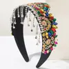 Banda para el cabello de corona Gorgeous Estilo de Corte Retro Europeo y Americano Borla Brillante de Pedrería Accesorios para el Cabello de Alta Calidad Diadema