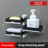 Caja de Jabón Giratoria Etiquetable Transfronteriza Baño Baño Montada en la Pared Drenaje Caja de Jabón Caja de Almacenamiento para el Hogar Estante de Almacenamiento