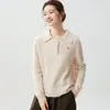 Camisa de punto de cachemira para mujer, con cuello de solapa, tejido de tres capas engrosado, suave y cómoda, perfecta para usar en capas en otoño e invierno, y se puede usar como un suéter de cuello polo.