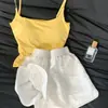 [En Stock] Pijama Casual para Mujer 2025 Primavera y Otoño Nuevo Estilo con Almohadillas en el Pecho y Tirantes Talla Grande Se Puede Usar Fuera de Casa Conjunto de Ropa