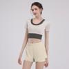 Traje Deportivo de Fitness para Mujer en Verano con Almohadilla en el Pecho, Top de Manga Corta de Secado Rápido, Cuerda para Saltar, Ropa Popular para Correr, Pilates, Yoga