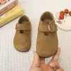 Zapatos de Cuero de Moda para Niños 2026 Birkenstock Sencillo Primavera Nuevo Estilo Zapatos Individuales para Niñas Suela Suave Mocasines Retro Bebé Princesa