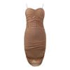 2026 Nuevo Estilo de Verano Vestido Femenino de Hombros Descubiertos con Pliegues, Corte Ajustado y Tela de Malla 9289