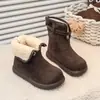 Botas de Algodón Versátiles para Niñas 2025 Nuevo Estilo de Invierno para Niños Medianos y Mayores Botas Martin Casuales Botas de Nieve Cálidas con Felpa para Niños