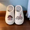 Pantuflas de Felpa Cálidas con Suela Suave para Interiores Pareja Elefante Lindo Estilo Japonés Lunares Casa Femenina Algodón Invierno Hombres Mujeres