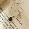 Collar Colgante Estilo Coreano Tiki Plata de Ley S925 Ónice Negro para Mujer Diseño de Alto Nivel Estilo Frío Ins Cadena Hueso de Serpiente