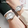 Relógio de quartzo da marca Longbo, venda direta do fabricante, relógio casual simples, par de relógios à prova d'água para casais
