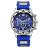 Reloj popular para hombre, moderno deportivo de silicona, falso de tres ojos, de cuarzo para negocios, transmisión en vivo de comercio exterior del fabricante, dropshipping