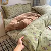 Juego de colcha de terciopelo de leche con borde de concha estilo ins, juego de cuatro piezas de cubierta de edredón de forro polar coral y franela engrosada para invierno, juego de tres piezas para dormitorios