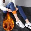 Fleece-forrado jeans cinza das mulheres inverno novo pequeno cintura alta slim emagrecimento skinny calças lápis moda