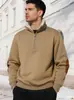 Sudadera Nueva de Amazon Transfronteriza Europea y Americana 2025 Sudadera Deportiva Casual de Manga Larga para Hombre con Cuello Alto Retro y Media Botonadura