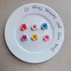 Flores artificiales frescas y brillantes estilo caricatura, accesorios de resina, DIY hecho a mano, pegamento de crema, pinzas para el cabello, zuecos, ropa y sombreros al por mayor