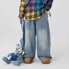 Pantalones Holgados para Niños 2026 Otoño Nuevo Jeans de Pierna Ancha Scimitar Pantalones de Mezclilla Versátiles para Niños Pequeños