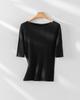 ¡Baisho de alta gama! Seamless 18 agujas 48 100. Suéter de lana con cuello ondulado para mujer, camisa base delgada