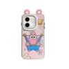 Funda Colorida con Borde Plateado de Bob Esponja de Dibujos Animados Adecuada para Teléfonos Transsion Smart9, Sparkgo y Hot30 para Niñas, Diseño Lindo