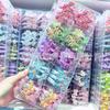 Anel de cabelo infantil fofo com lantejoulas brilhantes e brilhantes em cores doces, arco-íris, pônei Polly, desenho animado, elástico alto, faixa de cabeça de borracha para meninas