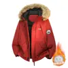 Parka de Trabajo Woodpecker para Hombres y Mujeres 2025 Nueva Invierno Cuello de Piel Engrosada Forro Polar Chaqueta de Plumas Súper Bonita