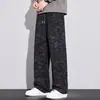Calças Casuais Masculinas Outono 2026 Nova Marca Americana Tendência Tie-dye Floco de Neve Soltas Perna Reta Drapeado Perna Larga Calças Masculinas