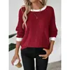 Transfronterizo Europeo y Americano 2025 Nuevo Otoño e Invierno Festivo Conjunto de 2 Piezas Cuello Redondo Manga Larga Color Sólido Canalé Suéter Cálido Camiseta Tops Venta al por Mayor