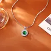Popular Nuevo Collar de Calcedonia Verde Estilo Chino, Moda Retro, Temperamento de Alta Gama, Cadena para Clavícula, Versátil Collar con Colgante Redondo