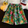 Nuevos Shorts Florales de Verano 2022 para Hombre Estilo Étnico Retro del Noreste Pierna Recta Sueltos Pantalones Florales para Hombre con Abertura