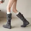 Botas de tacón oculto para mujer 2026 Nuevas Botas Largas de Otoño Versátiles Retro Hebilla Adelgazantes Caña Alta Botas de Caballero