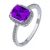 Desejo Hot Selling Multicolor Color Treasure Ring Europeu e Americano Comércio Exterior Clássico Quadrado Anel de Noivado com Diamante Banhado a Prata 925 Joias para as Mãos