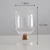 Garrafa de fósforos ondulada de vidro borossilicato alto com rolha de cortiça, frasco de amostra com tampa redonda, pote de exibição, recipiente de amostra, garrafa invertida