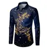 Roupa de Natal Nova para Idosos 2024 Camisa com Estampa Abstrata Artística Camisa de Manga Longa Dobrável Primavera Outono