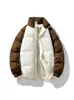 Invierno Nuevo Estilo 2026 Cuello Alto Chaqueta de Algodón Jinjiang Ropa de Algodón Relleno Hombres Color Americano Bloque de Color Cuello Alto Ropa de Algodón Ropa de Invierno para Parejas