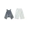Conjunto de Niña 2026 Nuevo Estilo Coreano Moda Conjunto de Dos Piezas a Cuadros para Niñas Jóvenes