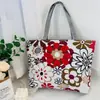 Nova Bolsa de Ombro Estampada, Grande Capacidade, Bolsa Tote Estilo Coreano para Mulheres, Bolsa de Mão com Tecido Floral Artístico para Estudantes, Bolsa de Lona