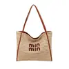 Bolso de Playa Tejido para Mujer Transfronterizo Bolso Tote Rafia 202 Verano Nuevo Estilo Bolso de Paja Gran Capacidad Bolso de Hombro