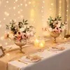 Jarrón alto de arte en hierro vintage estilo europeo, color dorado con acentos en oro blanco, recipiente para flores de mesa principal de boda, decoración de arreglo floral de mesa de banquete