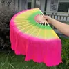 Abanico de danza fitness de doble cara de 1 pie (longitud de caña de bambú 30cm * cabeza flotante 10cm) color fresh mayoreo