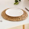 Mantel individual tejido a mano para el hogar, estilo japonés, con aislamiento pastoral, para taza de té, mesa de comedor, mesa de café, tapete redondo tejido de paja para cuenco de comida occidental