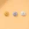 Plata de Ley S925 Chapada en Oro Cortada Florero Portaflores Sombrero de Flor Accesorios Hecho a Mano DIY Collar Manual Pieza de Flor con Cuentas Material Accesorios