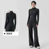 Conjunto de yoga feminino com forro de fleece, modelador e que valoriza a silhueta, quente e confortável para fitness, Pilates, corrida e outros esportes