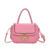 Bolsa Transversal Feminina Bolsa de Mão Bolsa Transversal de Ombro Único Textura Simples Estilosa Bolsa Transversal Tendência Bolsa Feminina Moda Bolsa Quadrada Pequena