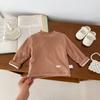 Ins invierno estilo coreano infantil estilo occidental forro polar cálido manga larga hombres y mujeres bebé color liso todo a juego camiseta interior