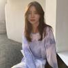 Camiseta de Manga Larga Tie-Dye con Estampado para Mujer 2020 Nueva Otoño Temprano Delgada Estilo Coreano Holgada Estudiantil Top Perezoso para Mujer