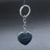 Colgante con Forma de Corazón Transfronterizo 30*12mm Llavero Piedra Natural Cristal Rosa Corazón de Melocotón Joyería DIY Más Vendida