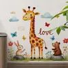 Pegatinas Decorativas de Papel Tapiz de Jirafa Conejo Oso de Dibujos Animados Transfronterizas para Dormitorio Sala de Estar Habitación Infantil Autoadhesivas PVC