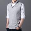 Otoño/Invierno 2026 Nuevo Chaleco de Lana con Cuello en V para Hombre Ropa Casual para Hombre Chaleco sin Mangas de Color Sólido Atuendo de Papá Una Pieza Dropshipping