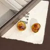 Resina Maillard Pendientes Simples Versátiles Estilo Hong Kong Nicho Temperamento Pendientes de Gama Alta Retro Lujo Ligero Pendientes de Moda