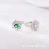 Anillo de Joyería Estilo Ins con Flor de Piedra Preciosa de Color Zircón Oro Real 18K Transfronterizo Premium de Amazon