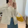 Outono e Inverno Novo Estilo Coreano Pequeno Perfumado Botão de Pérola Imitação de Visão Tricô Cardigan Moda Feminina Versátil Top Suéter Jaqueta