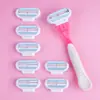 Jifuli Rastreador Manual Anti-Rayaduras para Mujer con Cuchillas de Repuesto de Tres Capas Depilador de Bikini Depilador